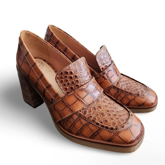 NEW Vince Camuto “Ezerna” Loafer Pump brown Snake 10 - Picture 1 of 6